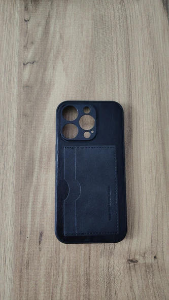 İPHONE 14 PRO SİLİKON KILIF KART DETAYLI SİYAH ürün görseli 1