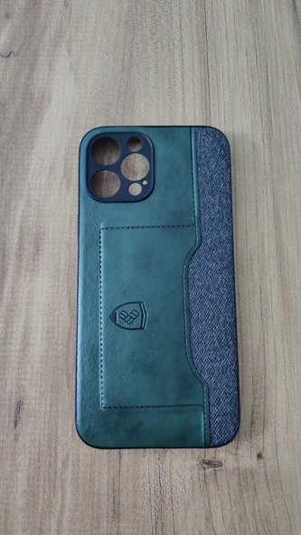 İPHONE 13 PRO SİLİKON KILIF KART DETAYLI YEŞİL-GRİ ürün görseli 1