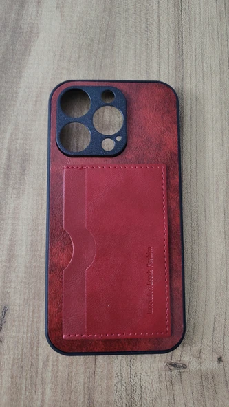 İPHONE 14 PRO SİLİKON KILIF KART DETAYLI DALGALI KIRMIZI ürün görseli 1