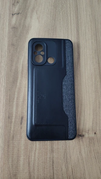 REDMİ 12C SİLİKON KILIF KART DETAYLI SİYAH-GRİ ürün görseli 1