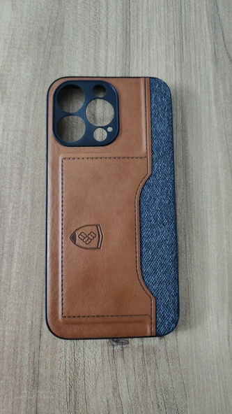 İPHONE 13 PRO SİLİKON KILIF KART DETAYLI AÇIK KAHVE-GRİ ürün görseli 1