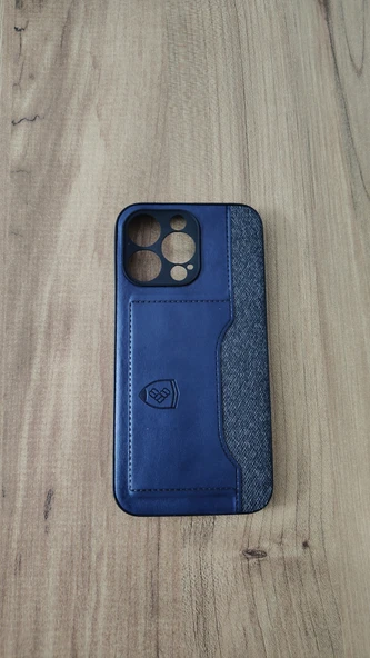 İPHONE 13 PRO SİLİKON KILIF KART DETAYLI KOYU MAVİ-GRİ ürün görseli 1