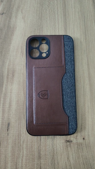 İPHONE 12 PRO MAX SİLİKON KILIF KART DETAYLI KAHVE-GRİ ürün görseli 1