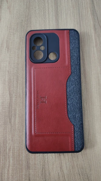 REDMİ 12C SİLİKON KILIF KART DETAYLI KIRMIZI-GRİ ürün görseli 1