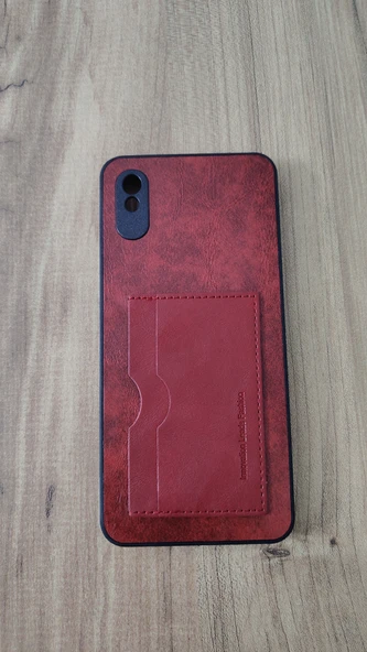 REDMİ 9A SİLİKON KILIF KART DETAYLI DALGALI KIRMIZI ürün görseli 1