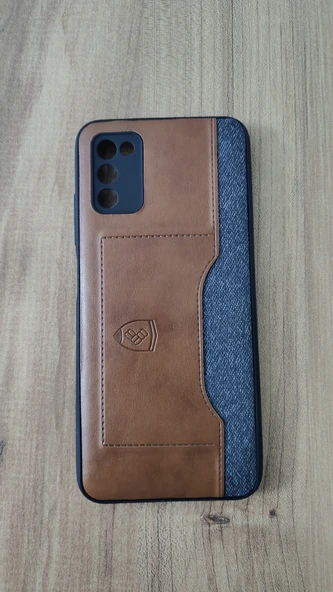 SAMSUNG A03S SİLİKON KILIF KART DETAYLI AÇIK KAHVE-GRİ ürün görseli 1