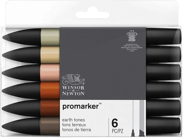 Winsor Newton Promarker 6'lı Earth Tones ürün görseli 1