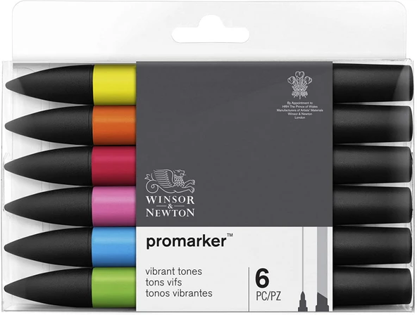 Winsor Newton Promarker 6'lı Vibrant Tones ürün görseli 1