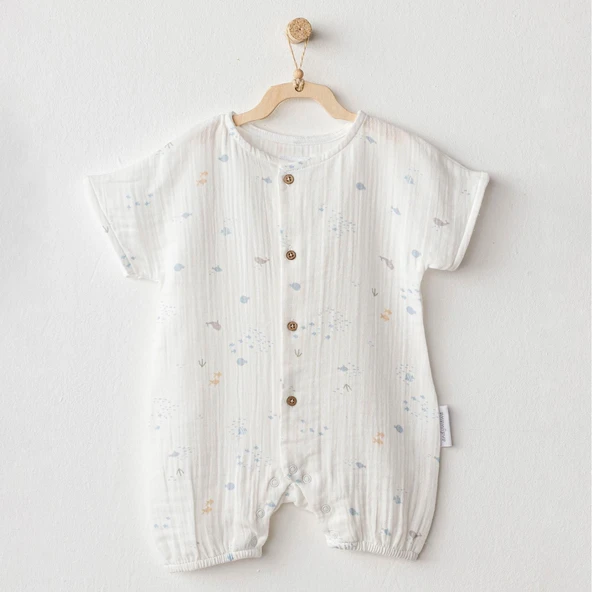 Andywawa Ac25611 Ocean İs My Happy Place Müslin Bebek Tulum White ürün görseli 1