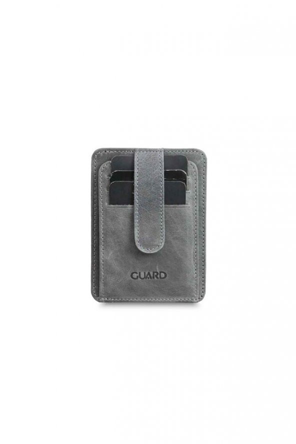 Guard Dikey Crazy Gri Hakiki Deri Kartlık Erkek / Kadın P5171 ürün görseli 1