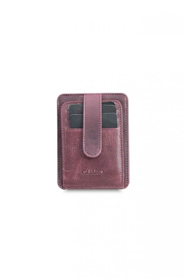 Guard Dikey Crazy Bordo Hakiki Deri Kartlık Erkek / Kadın P5171 ürün görseli 1