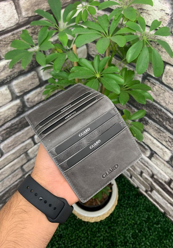 Guard Antik Gri Patlı Tasarım Hakiki Deri Kartlık Erkek / Kadın P5239 ürün görseli 1