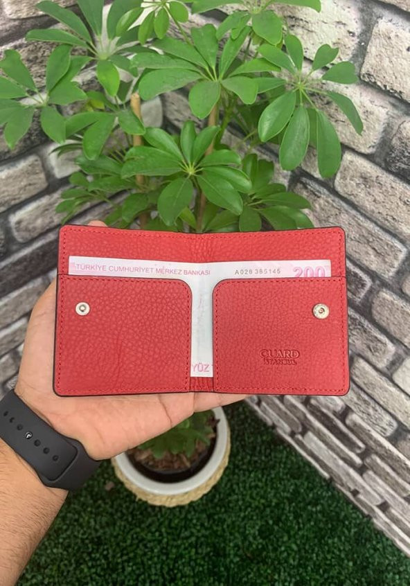 Guard Siyah / Kırmızı Patlı Tasarım Hakiki Deri Kartlık Erkek / Kadın P5239 ürün görseli 1
