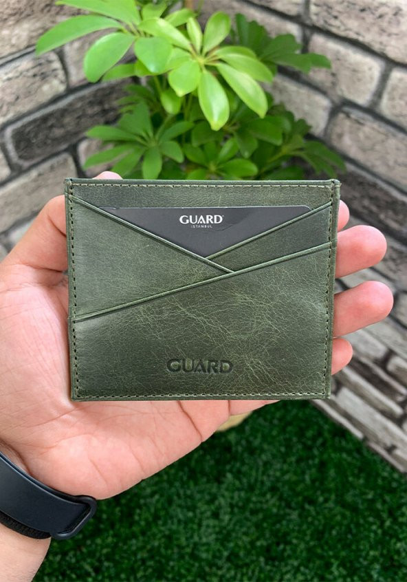Guard Antik Yeşil Hakiki Deri Kartlık P5202 ürün görseli 1