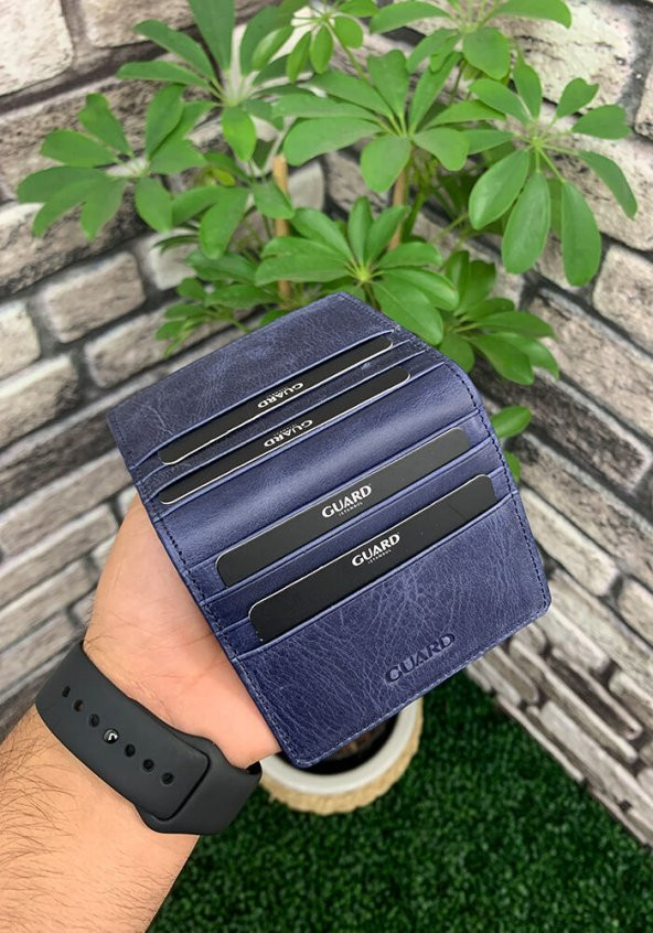 Guard Antik Lacivert Patlı Tasarım Deri Kartlık Erkek / Kadın P5239 ürün görseli 1