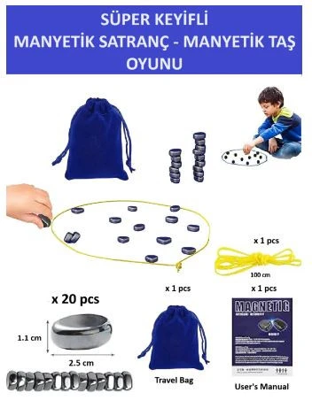 Süper Keyifli Manyetik Satranç-20 Taşlı Manyetik(Güçlü) Taş Oyunu ürün görseli 1