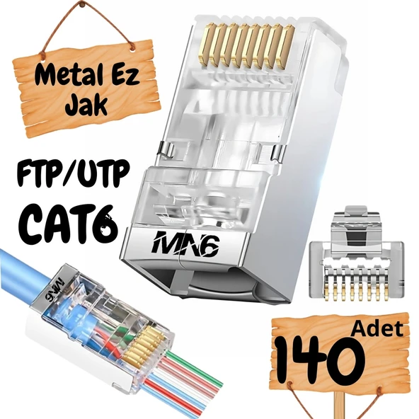 MN6 M117XF Cat6 jack/140 Adet-Metal EZ/Yeni Nesil rj45 cat6-8P/8C AÇIK UÇLU/Cat6 Konnektör ürün görseli 1