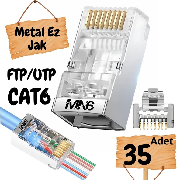 MN6 M117XF Cat6 jack/35 Adet-Metal EZ/Yeni Nesil rj45 cat6-8P/8C AÇIK UÇLU/Cat6 Konnektör ürün görseli 1