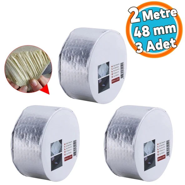 İzolasyon Ses Su Yalıtım Çamur Bant Çatı Tamir Sakız Bandı Gri 48 mm x 2 Metre 3 Adet ürün görseli 1