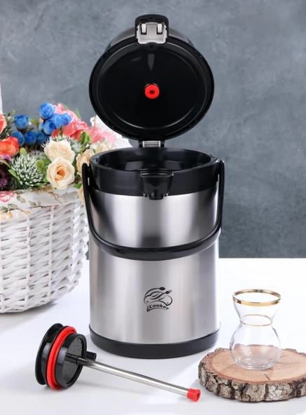 Cooker Pompalı Çelik Termos 2.5 Lt Tekli CKR2007 - Resim 2