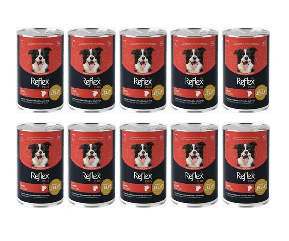 Reflex Plus Jöle İçinde Et Parçacıklı Kuzu Etli Yetişkin Köpek Maması 400 Gr*10 Adet ürün görseli 1