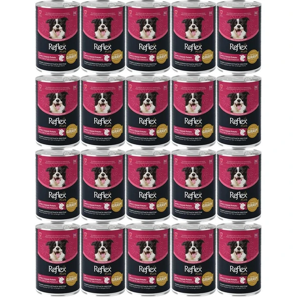 Reflex Plus Kuzu ve Tatlı Patates Et Parçacıklı Soslu Köpek Konservesi 400 Gr*20 Adet ürün görseli 1