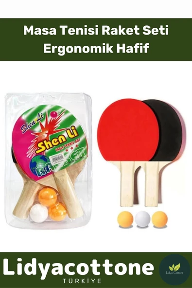 Premium Masa Tenisi Seti Ergonomik Dayanıklı Kaliteli Renkli Şık 2 Adet Raket 3 Adet Pinpon Topu ürün görseli 1