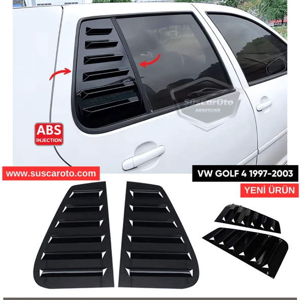 Vw Golf 4 1997-2003 Uyumlu Kelebek Cam Izgarası Kelebek Cam Vizörü Havalandırma Sağ Sol Takım Parlak Siyah ürün görseli 1