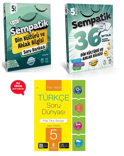 5.Sınıf Sempatik Din Kültürü ve Ahlak Bilgisi Soru Bankası +36 Haftalık Kazanım Denemeleri(Hediyeli) ürün görseli 1