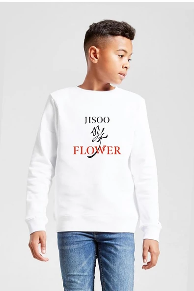 Jisoo Flower Beyaz Çocuk 2ip Sweatshirt ürün görseli 1