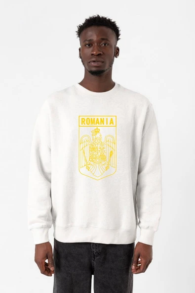 Romania Coat Arms Beyaz Erkek 2ip Sweatshirt ürün görseli 1