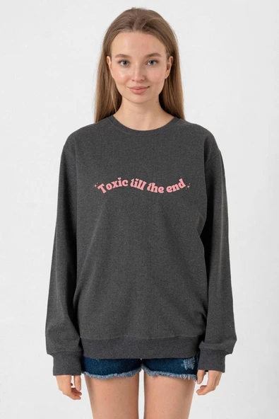 Rose Toxic Till The End Füme Kadın 2ip Sweatshirt ürün görseli 1