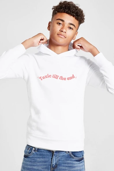 Rose Toxic Till The End Beyaz Çocuk 3ip Kapşonlu  Sweatshirt ürün görseli 1