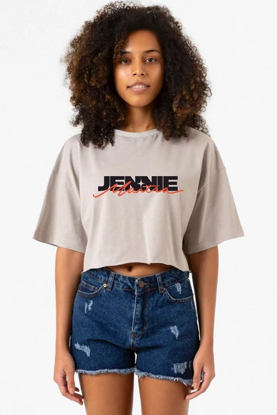 Jennie Mantra Taş Rengi Kadın Crop Kapşonlu ürün görseli 1