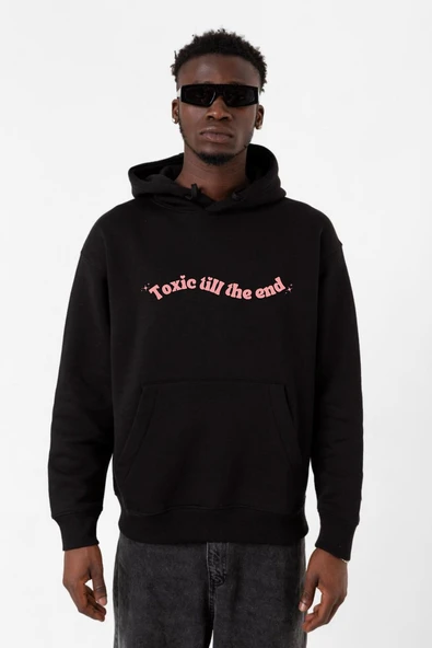 Rose Toxic Till The End Siyah Erkek 3ip Kapşonlu Sweatshirt ürün görseli 1