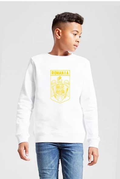 Romania Coat Arms Beyaz Çocuk 2ip Sweatshirt ürün görseli 1