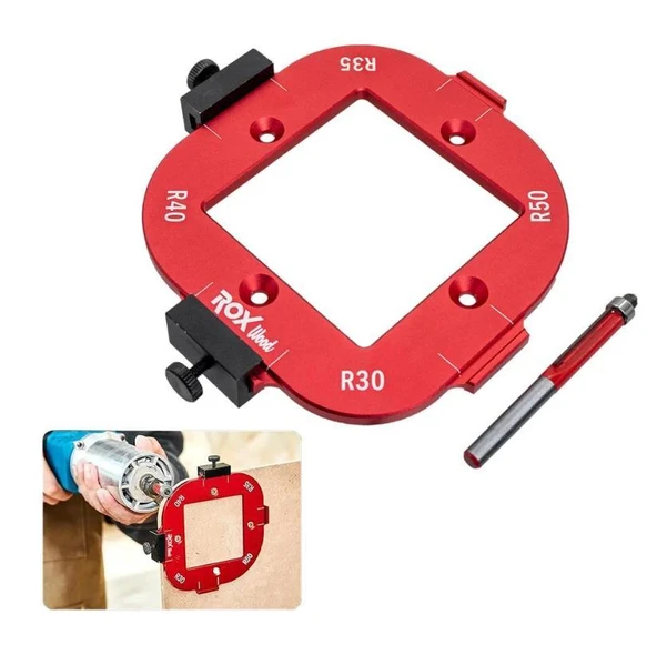 Rox Wood 0282 Alüminyum 4 Açılı Köşe Yönlendirici Freze Şablonu ürün görseli 1