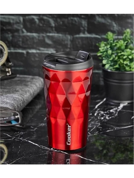 Prizma 350 ml Çelik Mug Termos Kırmızı CKR2048 ürün görseli 1