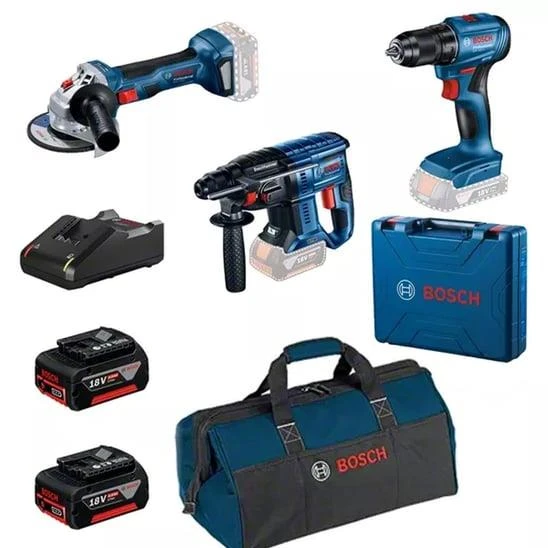 Bosch Professional GSR185-LI+GWS180-LI+GBH 80-LI+2x4.0Ah Akülü Alet Seti 8 Parça ürün görseli 1