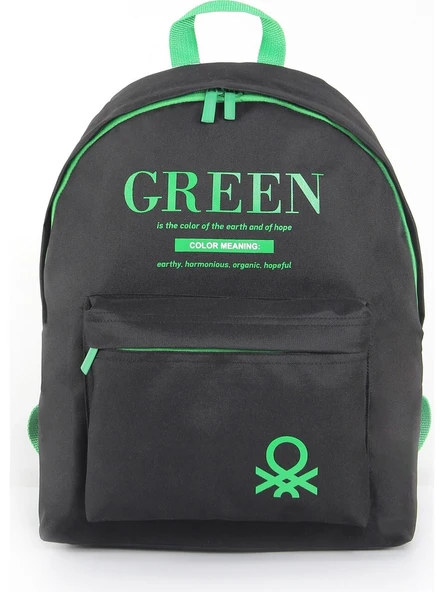 United Colors Of Benetton Siyah-Yeşil Unisex Okul Çantası 03805 ürün görseli 1