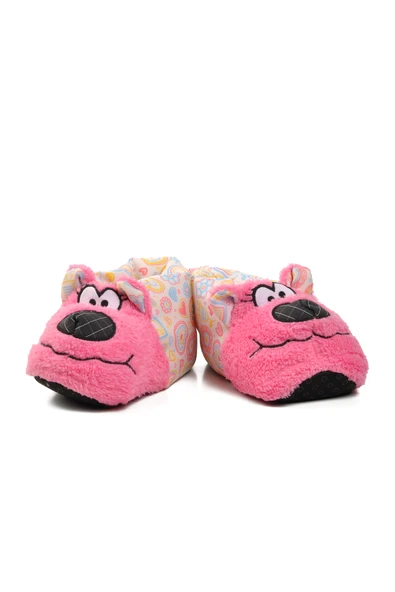 Ayakmod Pembe-Bej  Kadın Panduf Ayıcıklı Panduf G ürün görseli 1