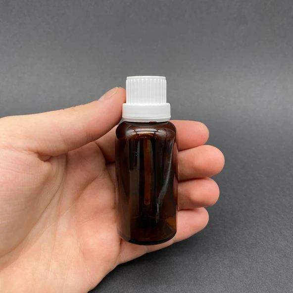 30 cc Fırçalı Cam  Şişe - Amber , 30 ml Kilitli Kapaklı Fırçalı Cam Şişe  x 3 Adet ürün görseli 1