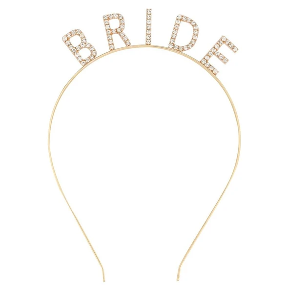 Altın Gold Renk Bekarlığa Veda Kristal Taş Bride Tacı İthal 16x10 cm ürün görseli 1