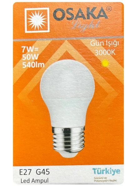 (1 Adet) Osaka 7W (50W) Sarı Işık E27 Duylu (Kalın Duy) Led Mini Ampul ürün görseli 1
