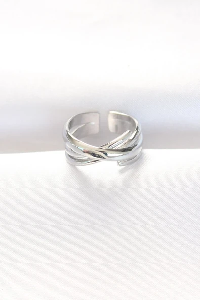 Kalın Silver Renk Ayarlanabilir Yüzük - TJ-BYK3102 ürün görseli 1