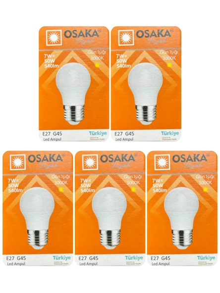 (5 Adet) Osaka 7W (50W) Sarı Işık E27 Duylu (Kalın Duy) Led Mini Ampul ürün görseli 1