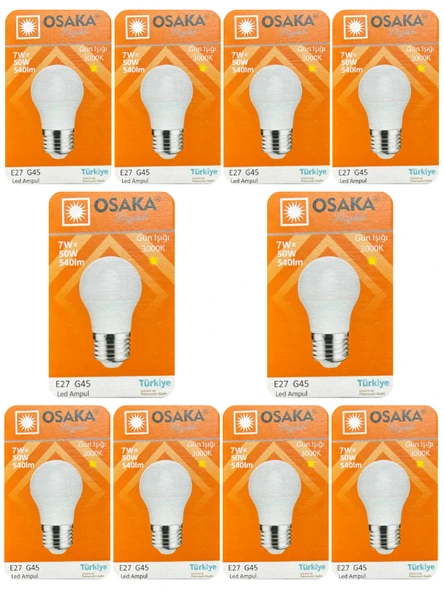 (10 Adet) Osaka 7W (50W) Sarı Işık E27 Duylu (Kalın Duy) Led Mini Ampul ürün görseli 1