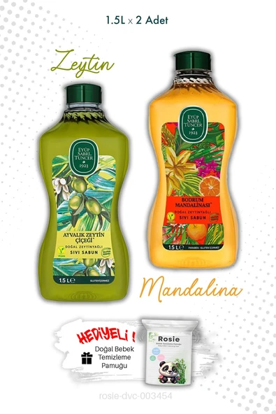 Ayvalık Zeytin Çiçeği ve Bodrum Mandalinası Sıvı Sabun 1.5L ve ROSIE ürün görseli 1