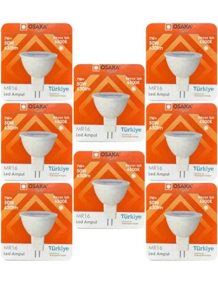 (8 Adet) Osaka 7W (50W) Beyaz Işık (6500K) G4 Duylu (İğne Bacak) Led Çanak Ampul ürün görseli 1