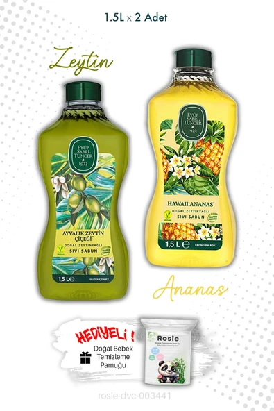 Ayvalık Zeytin Çiçeği ve Hawaii Ananas Sıvı Sabun 1.5L ve ROSIE ürün görseli 1